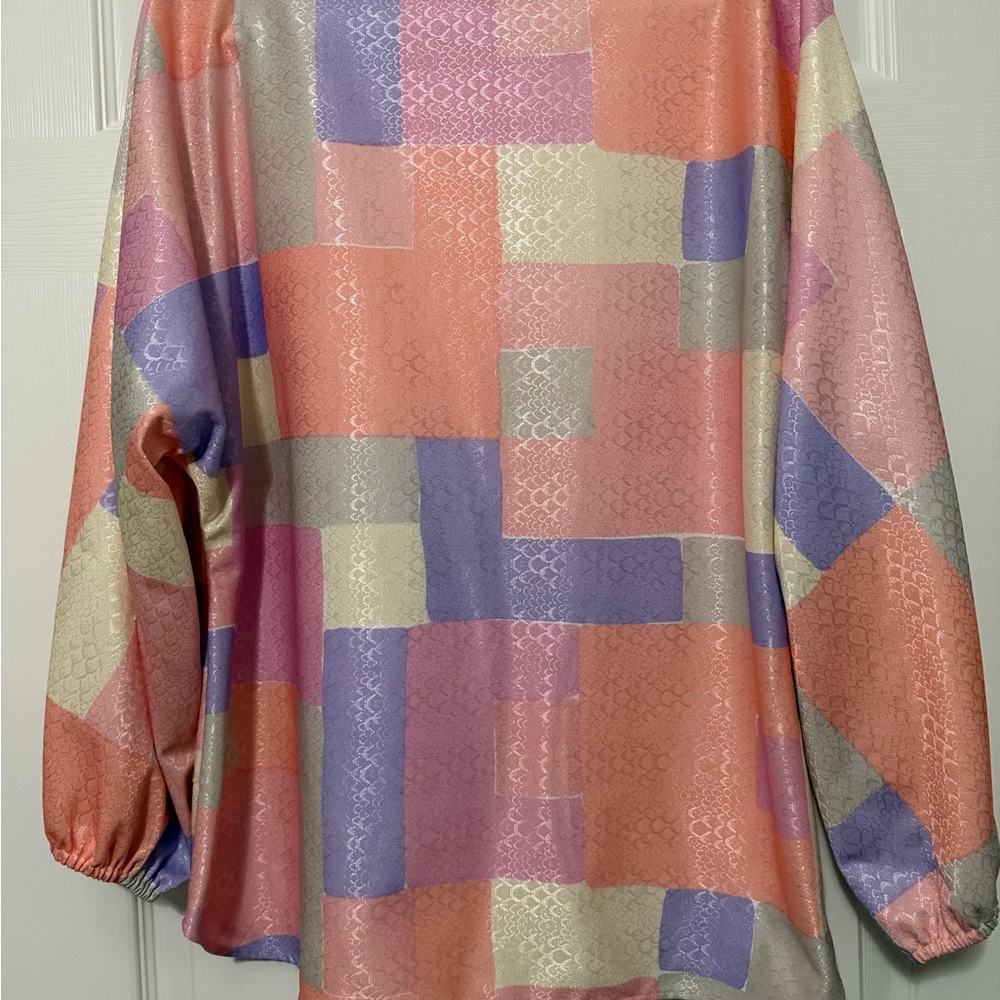 Truly Yours Silky Pastel Patchwork Blouse Size XL